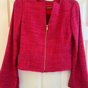 Elie Tahari Pink Blazer with Stand-Up Collar and Flared Sleeves